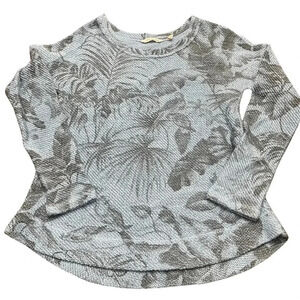 Ladies Soft Surroundings pullover sweatshirt. Blue and black floral print. XS